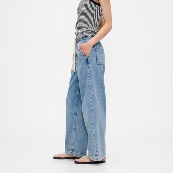 High Rise Pull-On Wide-Leg Jeans - Picture 7 of 8